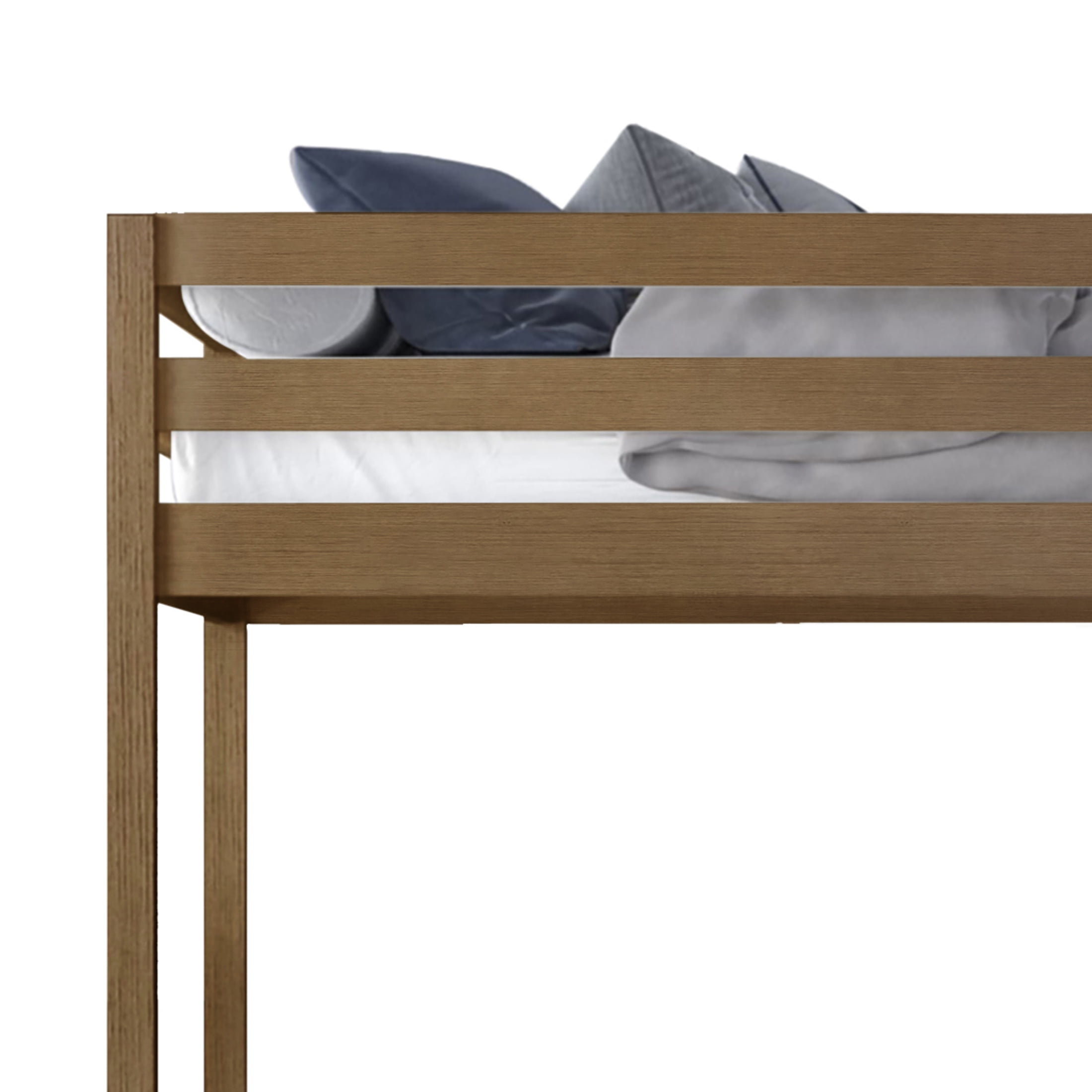 Castle Place Modern Twin over Twin Wooden Bunk Bed, Light Oak