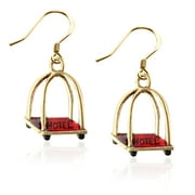 Luggage Cart Charm Earrings in Gold