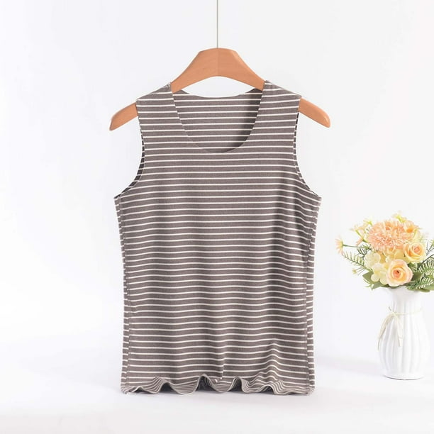 Ropa interior térmica Tops de moda para mujer de invierno sin mangas de cuello redondo cómodas camisetas sin mangas lisas regulares blusa de poliéster para mujer