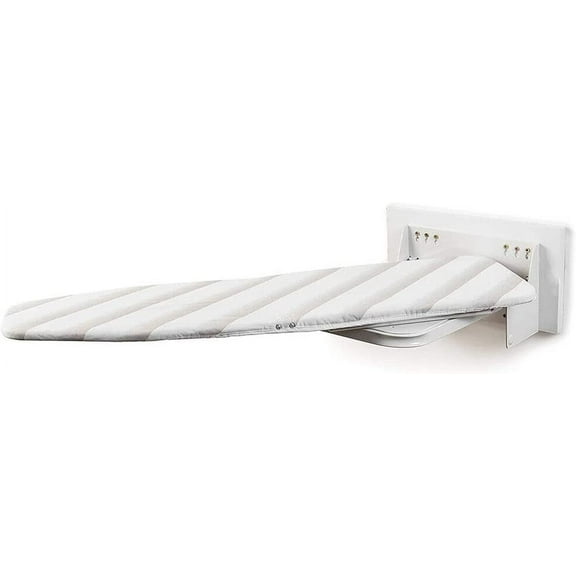 Miumaeov Wall-Mounted Space Saving Iron Board, Ironing Board with Turning Mechanism White Swivel Style 180° Rotation Flap Folding Ironing Board Built-in Cabinet with Cover