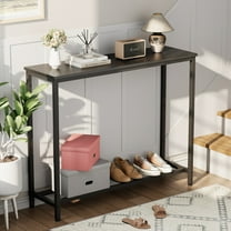 JOZ Console Table with Shelves, Entryway Table Sofa Table or Hallway Table for Living Room, Black Metal and Wood Design