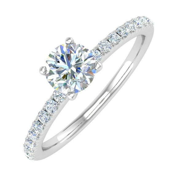 1/2 Carat Prong Set Solitaire Diamond Engagement Ring Band in 14K White Gold (Ring Size 7)