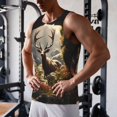 thumbnail image 5 of Gukieu Enchanted Deer In Cave Print Men's Quick Dry Fitness Vest, Round Neck Sleeveless Fitness Bodybuilding Top-Medium, 5 of 7