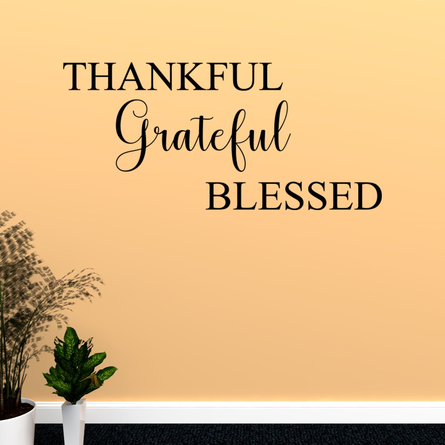 Thankful Grateful Blessed Thanksgiving Holiday Vinyl Lettering Wall