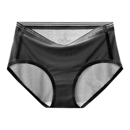 Huesdet Women s Briefs Underwear Cotton High Waist Tummy Control Panties Ladies Panty(Black M)