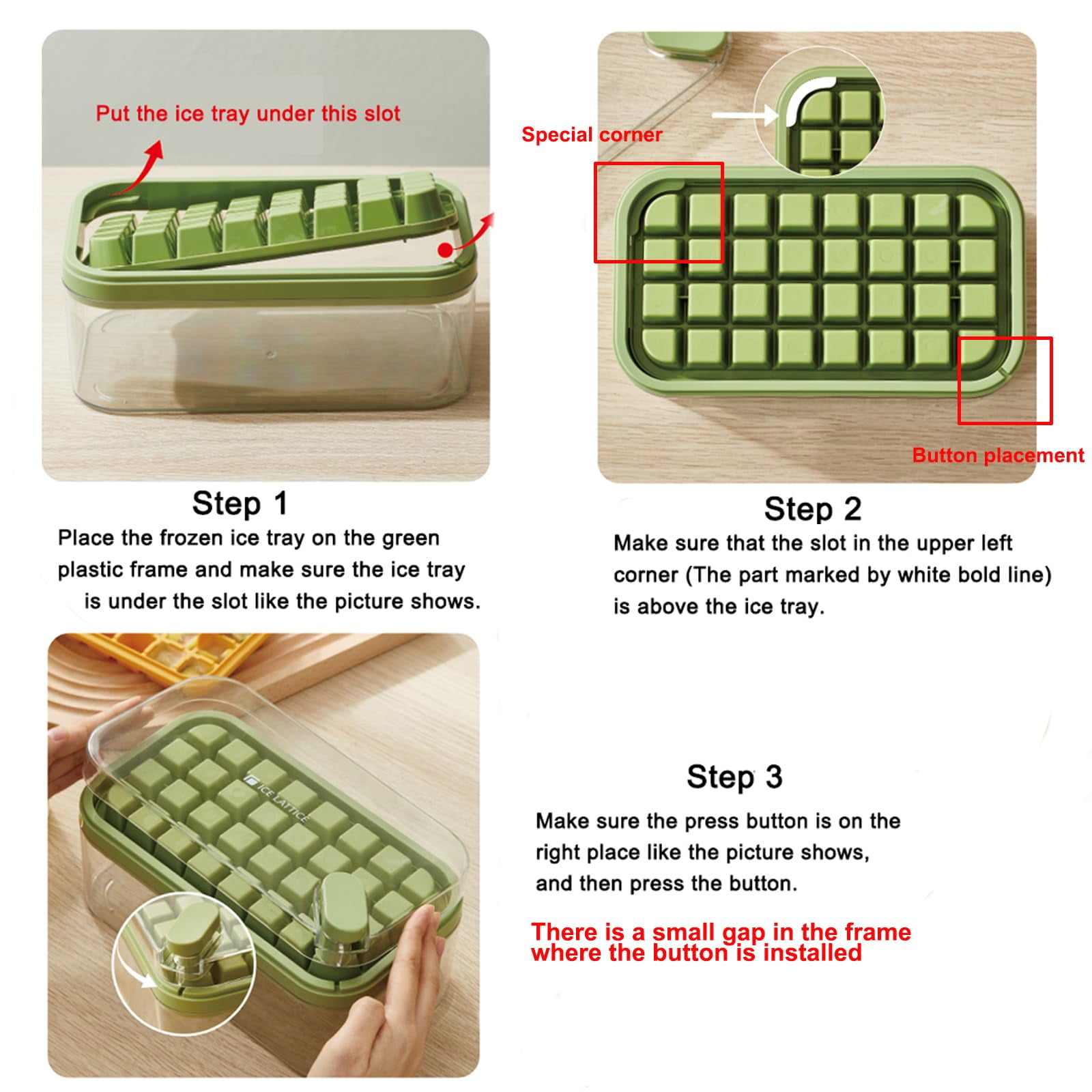 Ice Cube Tray With Lid And Bin  2 Pack For Freezer 64 Mold (white)