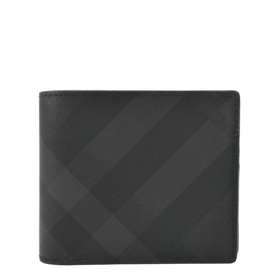 Pre-Owned BURBERRY London Check-Print Canvas Bi-Fold Wallet Black