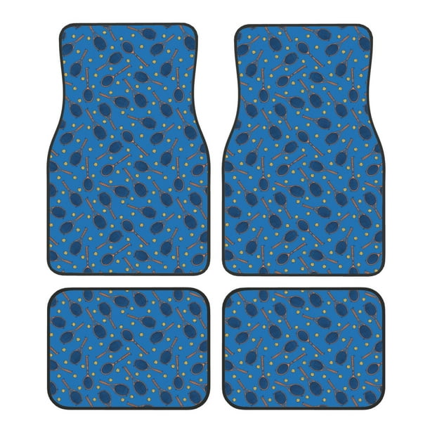 Fotbe Tennis Rackets 1 Juego de 4 Tapetes para Auto con Estampado – Alfombrillas de Goma Reforzada, Diseño Antideslizante, Protección para Todo el Año – Vehículos, Autos, Camionetas y SUVs