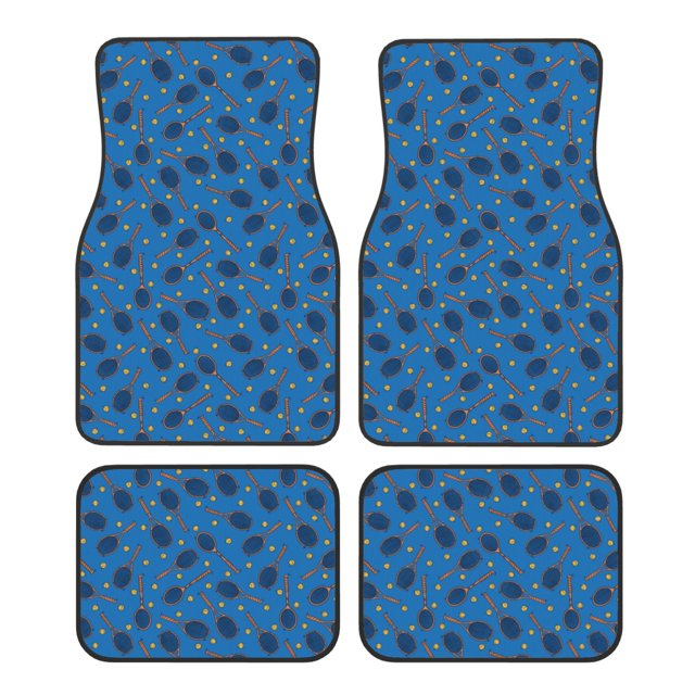 Fotbe Tennis Rackets 1 Juego de 4 Tapetes para Auto con Estampado – Alfombrillas de Goma Reforzada, Diseño Antideslizante, Protección para Todo el Año – Vehículos, Autos, Camionetas y SUVs