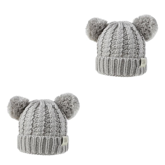 Minnieouse Sombrero Bolas de pompones esponjosos Sombrero de punto mixto multicolor Forro cómodo Gorros de buena retención de calor para niños
