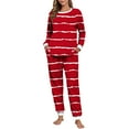 thumbnail image 3 of LIaqionyy Women's Pajama Sets Striped Long Sleeve Sleepwear Pullover Top Jogger Pants Soft Pjs Set Loungewear, 3 of 7
