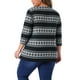 thumbnail image 3 of Blusa casual de mujer de talla grande Agnes Orinda, con mangas 3/4, de punto, a rayas, asimétrica, camiseta de moda 1X en gris y negro, 3 of 6