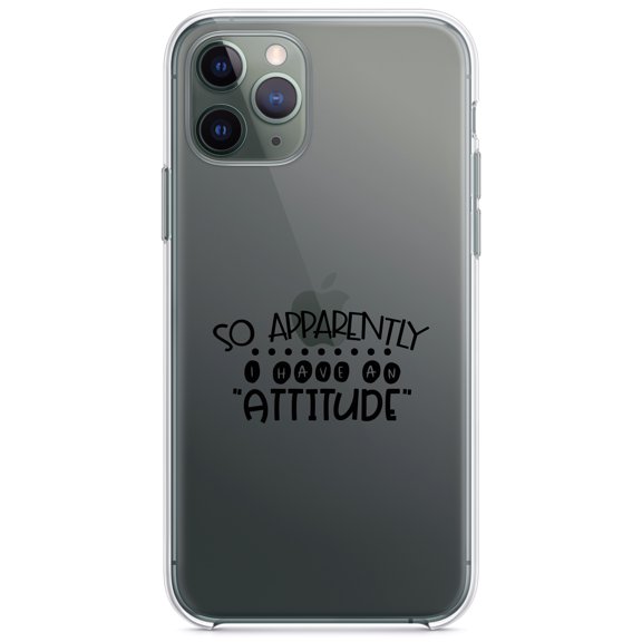 DistinctInk Clear Shockproof Hybrid Case for iPhone 12 MINI (5.4" Screen) - TPU Bumper Acrylic Back Tempered Glass Screen Protector - So Apparently I Have An Attitude - Black