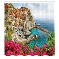 thumbnail image 3 of Ambesonne Italy Shower Curtain, Cinque Terre Beach Coast, 69"Wx70"L, Multicolor, 3 of 5