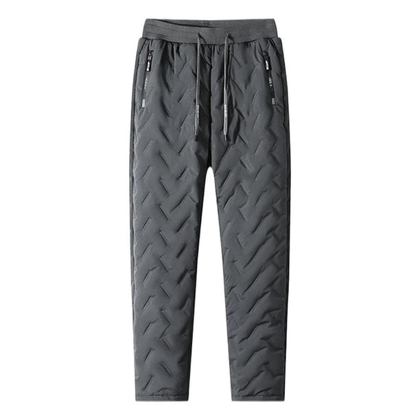 Pantalones de chándal con forro polar para hombre: pantalones de jogging cálidos para el invierno, cintura elástica con cordón, material de poliéster, lavables a máquina.