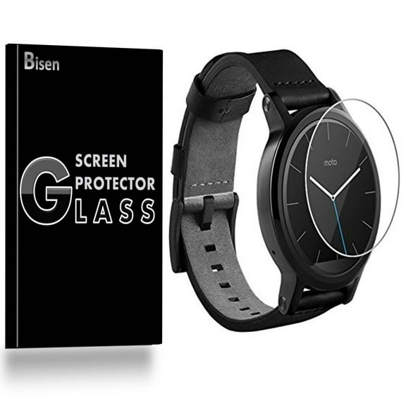 Motorola Moto 360 46 mm (2nd Gen) [3-Pack BISEN] Screen Protector Tempered Glass, 9H Hardness, Anti-Scratch, Anti-Shock, Bubble Free, Shatterproof