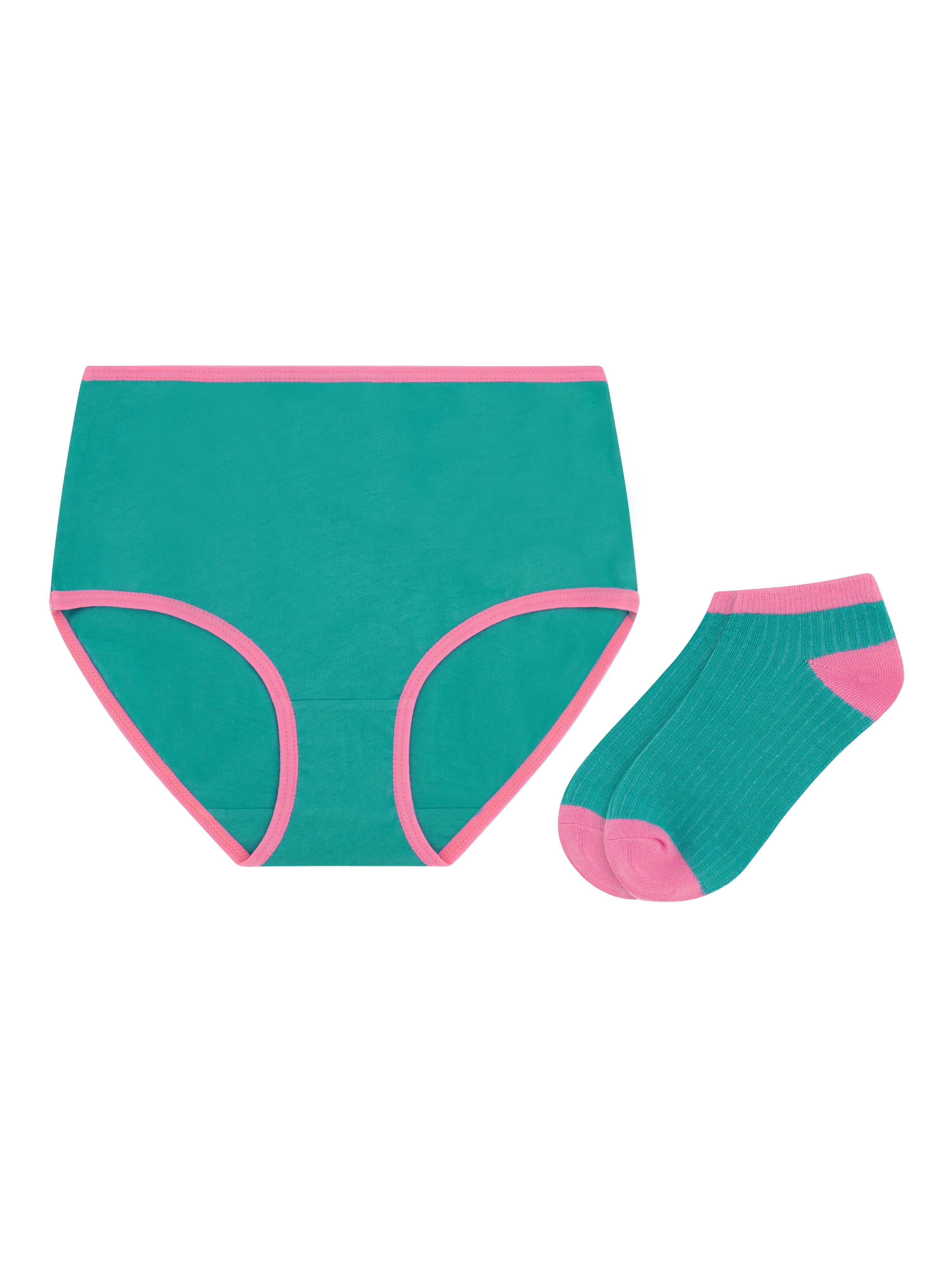 Wonder Nation Girls Cotton Underwear & Socks Bundle, 14-Pack, Sizes 4-16