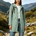 thumbnail image 3 of Rain Jackets for Women Waterproof, Raincoat Long Hooded Rain Coats Outdoor Windbreaker Trench Coat Mint Green XL(XL), 3 of 8