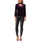 thumbnail image 2 of INSPIRAR CHIC Blusa de terciopelo de manga larga con cuello alto y volantes para mujer M Púrpura Ciruela, 2 of 6