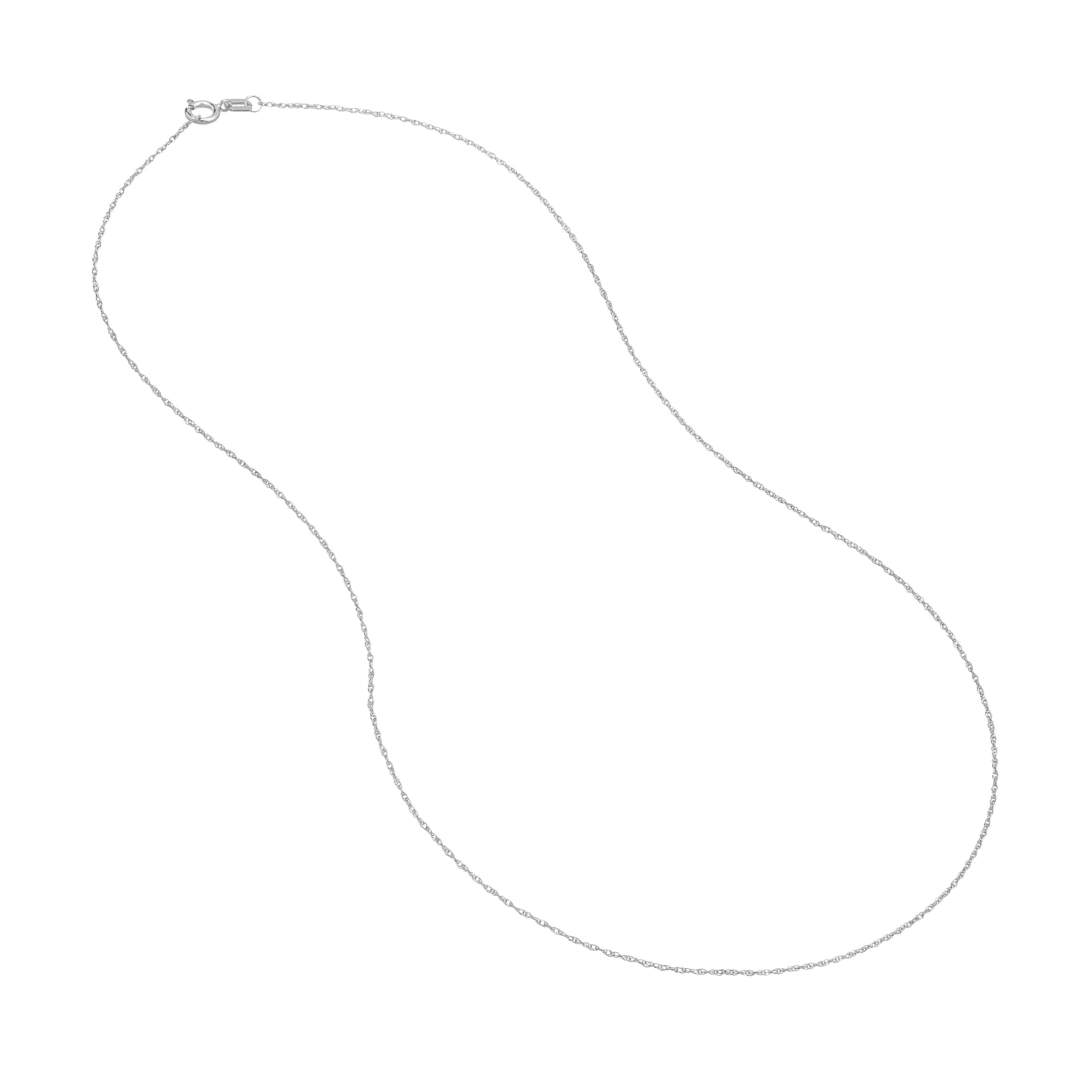 10K White Gold 16" 0.80mm Replacement Rope Chain Necklace w/ 5mm Spring Ring - Women