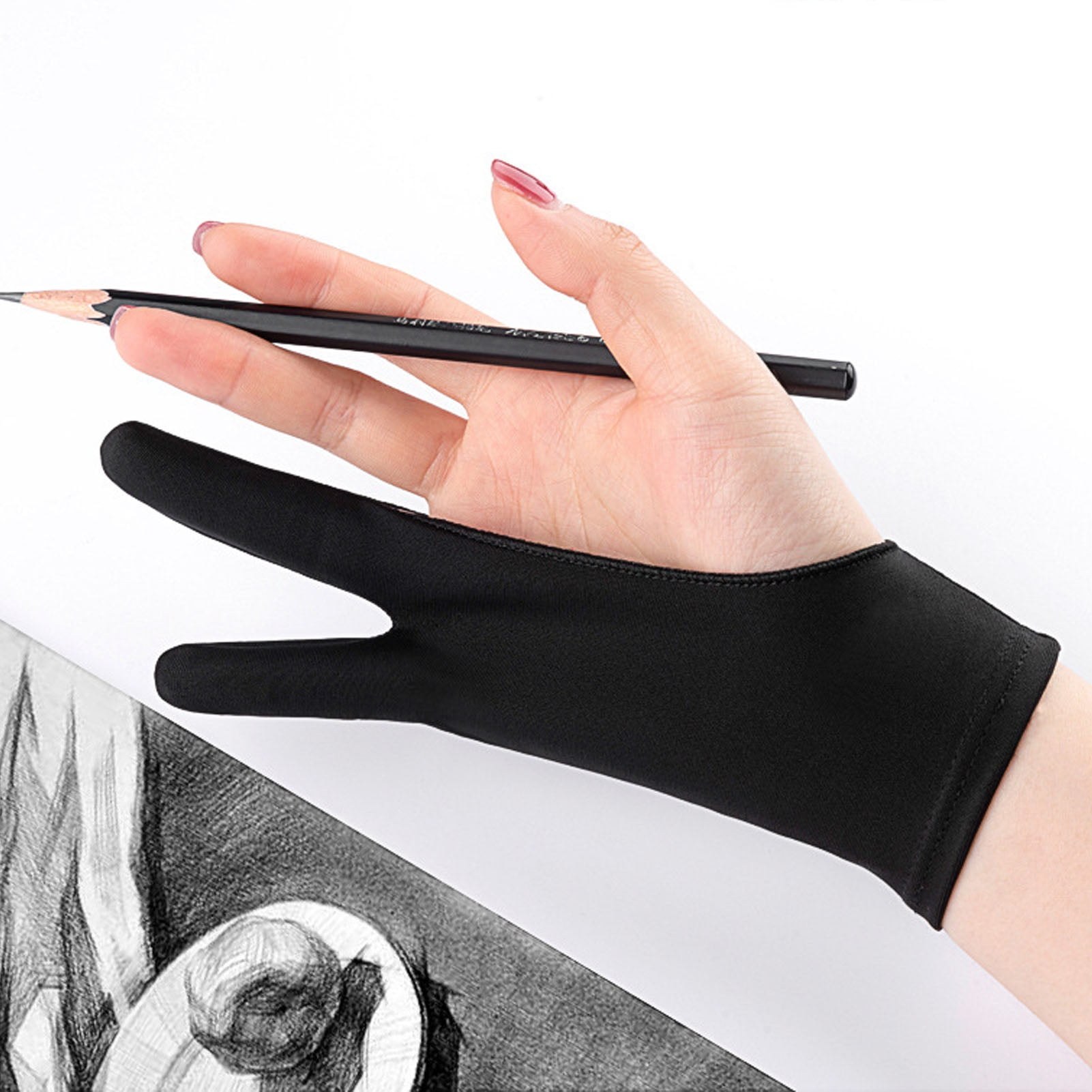 D-GROEE 1Pc Artists Gloves - Palm Rejection Gloves with Two Fingers for  Paper Sketching, iPad, Graphics Drawing Tablet, Suitable for Left and Right  Hand 