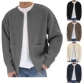 thumbnail image 1 of Sentmoon Jackets for Men Winter Plus Size Loose Long Sleeve Men's Clothes Crew Neck Knitted Solid Color Warm Zippered Men Sweaters with Pockets Fall for Gift Giving Khaki S, 1 of 9