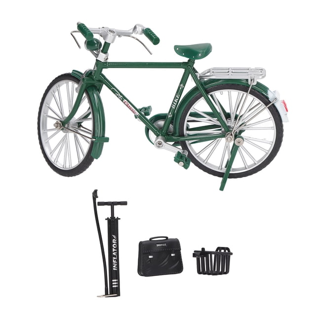 Alloy Bicycle Model Toy, 1:10 Alloy Bicycle Model Vintage Miniature Simulation Collection Free Standing Bike Model With Inflator Briefcase