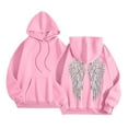 thumbnail image 4 of Fall Oversize Hoodies For Women Angel Wing Print Long Sleeve Hooded Drawstring with Pocket Y2k Winter Sweatshirts Pink, 4 of 5