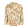 thumbnail image 4 of Aobny Women's T-Shirts Paisley Beige Button Up Blouse V-Neck Long Sleeve Womens Cute Tops,XL, 4 of 5
