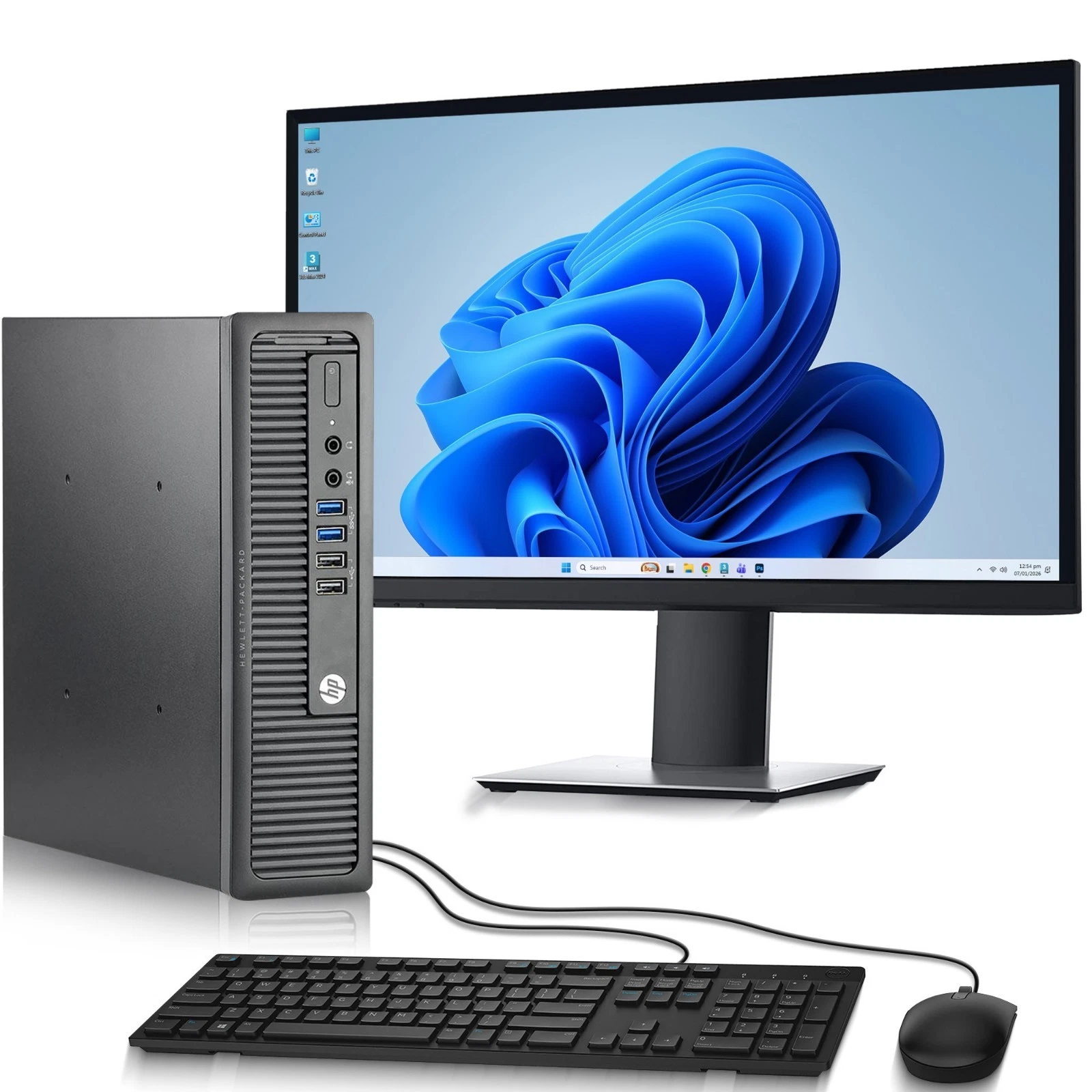 Restored HP G1 USFF Desktop Computer Mini PC | Intel Core i5-4th Gen Processor | 16GB RAM | 256GB SSD | WiFi | 24" LED Monitor | Keyboard & Mouse | Windows 11 Pro (Refurbished)