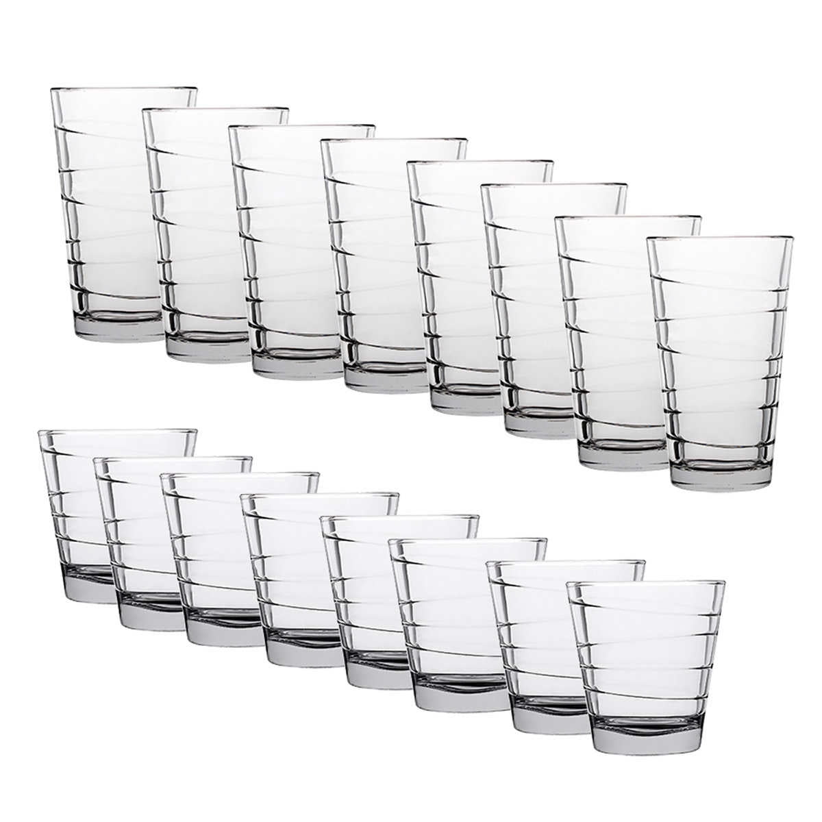 Anchor Hocking Rio 16-Piece Drinkware Set, Size: 8-10.5 oz and 8-16oz, Clear