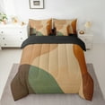 thumbnail image 3 of Manfei Vintage Geometric Aesthetic 7-Piece Twin Bedding Sets,Minimalist Art Bedding Comforter Set,Green Brown Sheet Sets For Children,Microfiber Bedroom Decor Reversible, 3 of 9