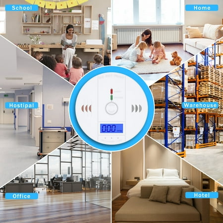 SUGARDAY Carbon Monoxide Detector Battery Operated with Digital LCD Display Test/Reset Button 1 Pack