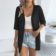thumbnail image 3 of gbyLJF Women's Summer Crochet Lightweight Short Sleeve Open Front Sweater Tops Beach Vacation Hollowed-out Cardigan, 3 of 8
