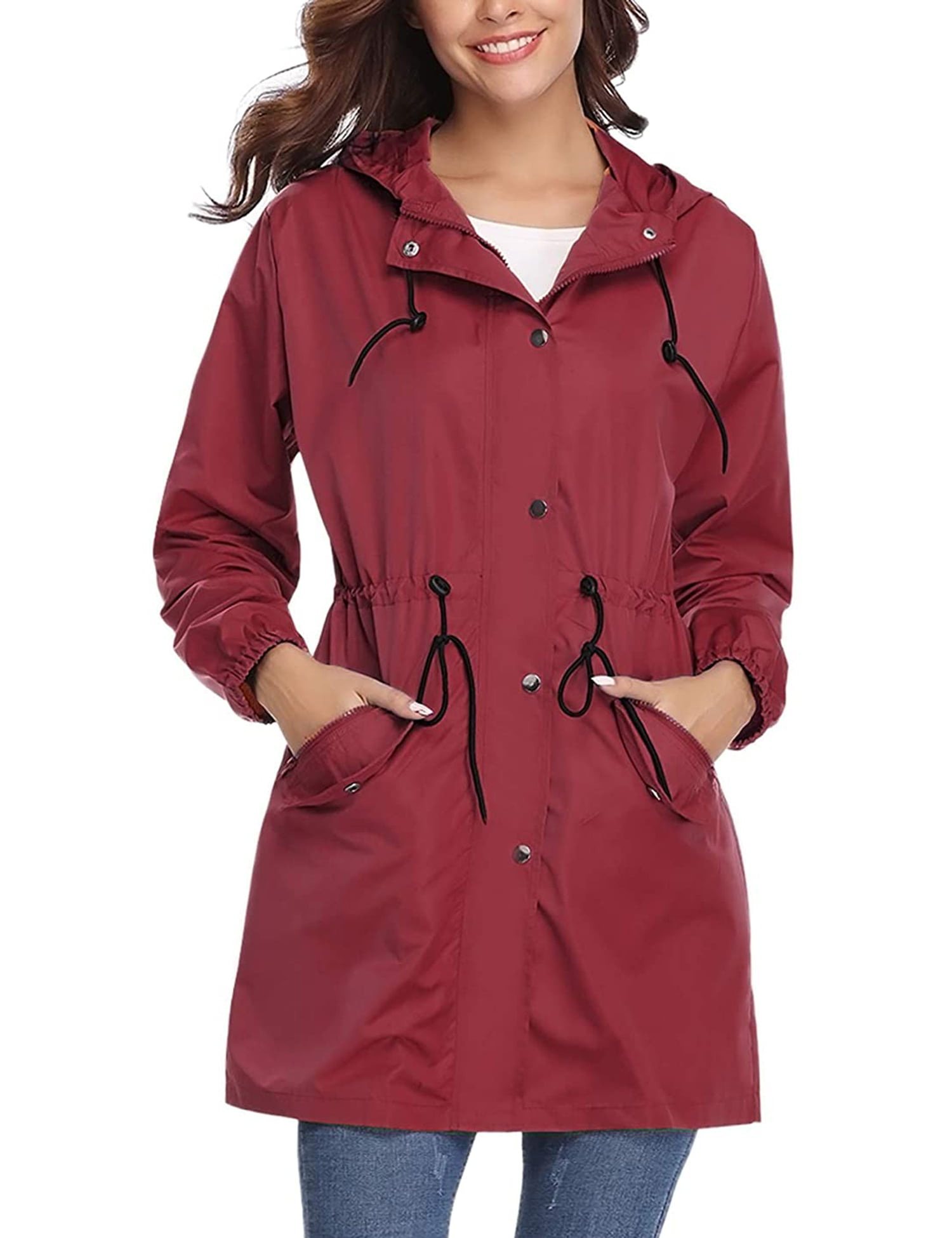 Abollria Raincoats Waterproof Lightweight Rain Jacket Womens Trench Coats