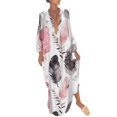 thumbnail image 1 of TSADFHJI Jupes en Satin pour Femmes TP Robe Midi Décontractée à Col en V Manches Longues Imprimé Floral Boutonnée TG, 1 of 5