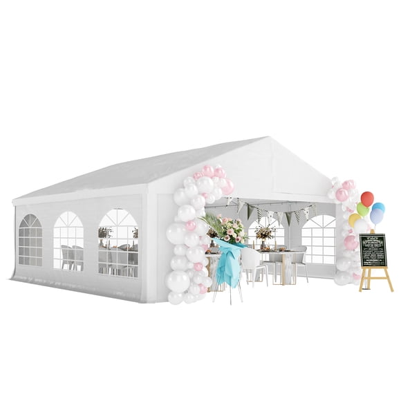 Outsunny 20' x 20' Heavy Duty Party Tent, Carport Garage Canopy, White