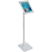 Displays2go Floor Standing Tablet Header, Steel, Aluminum, ABS Plastic, White (IPPROEVRF)