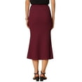 thumbnail image 3 of INSPIRE CHIC Women's Texture Stretchy Bodycon Mermaid Skirt Elastic High Waist Maxi Skirts S Wine Red, 3 of 6