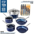 thumbnail image 6 of Granitestone Diamond Nonstick Pots and Pans 17 Piece Kitchen Cookware Set Knife Set Cooking Cutlery Knives Sauce Pan Blue, 6 of 6