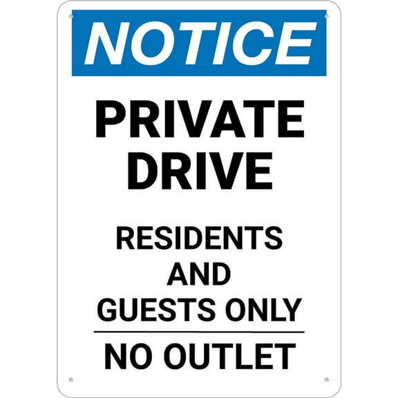 Notice No Turn Around Private Drive Residents And Guests Only Portrait Metal Signs 12X8 Inch Rust Free Aluminum,Uv Ink Printing,Durable/Weatherproof Outdoor For Home