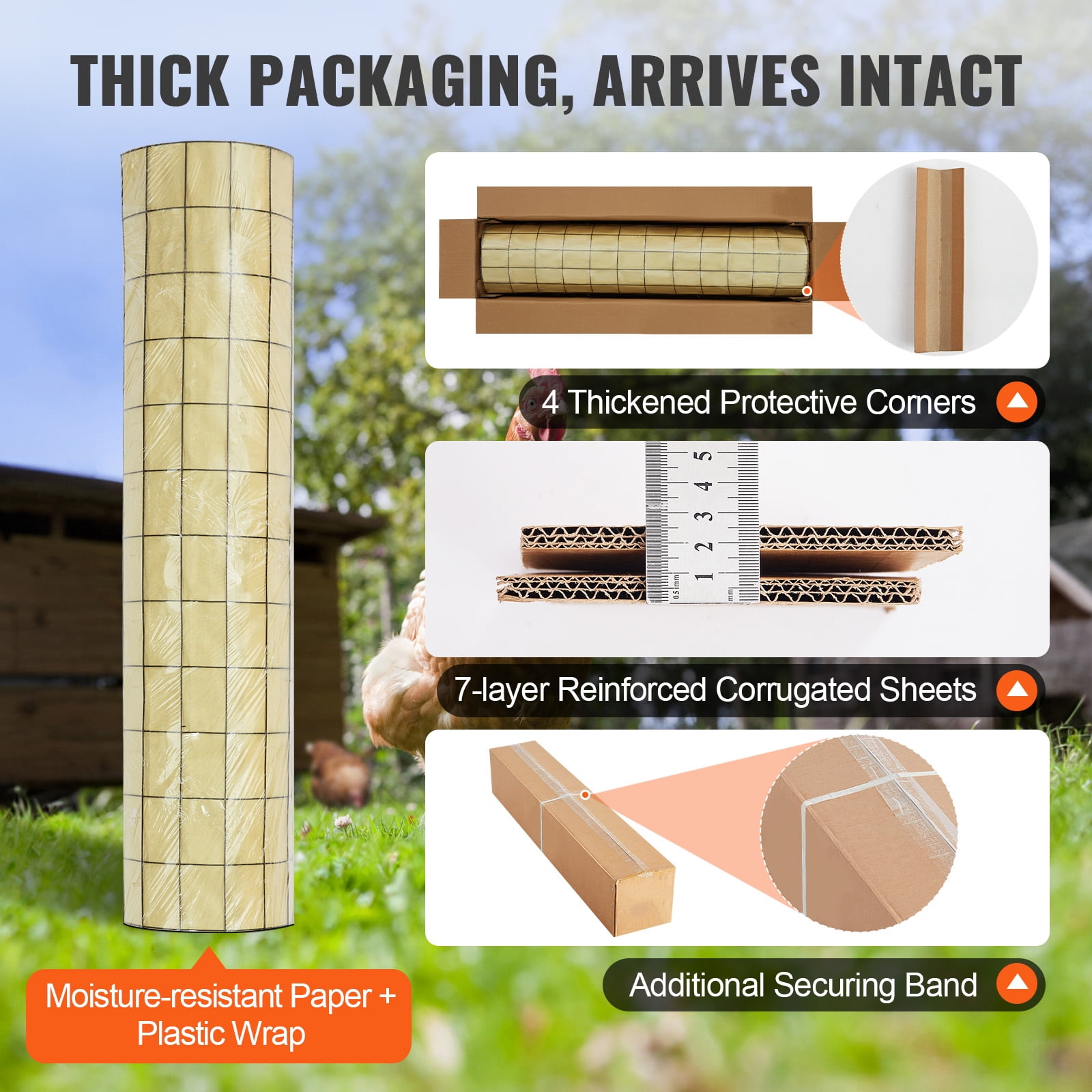 KFFKFF Hardware Fabric, 36'' x 50' Zinc-Coated Wire Mesh Roll, 16 Gauge Poultry Netting Roll, Plastic Coated Metallic Wire Mesh for Hen House Barrier, Rabbit Snake Fencing, Bird Cage Surroundings