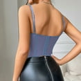 thumbnail image 6 of Women's Corset Top Bustier Corset Top Tight Fitting Corset Tank Top Straps Top Solid Short Fashion Blue L, 6 of 7