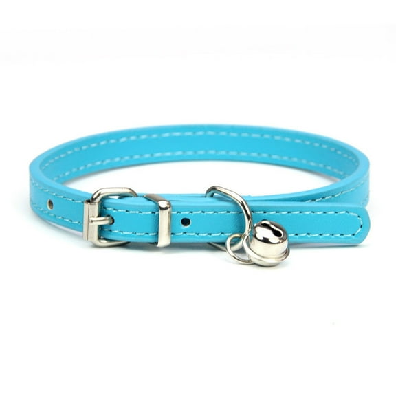 Adjustable Dog Collar with Bell - Soft PU Leather Puppy Collar for Small, Medium, Large Dogs & Cats, Teacup Yorkie Kitten Collars for Boy Girl Pets