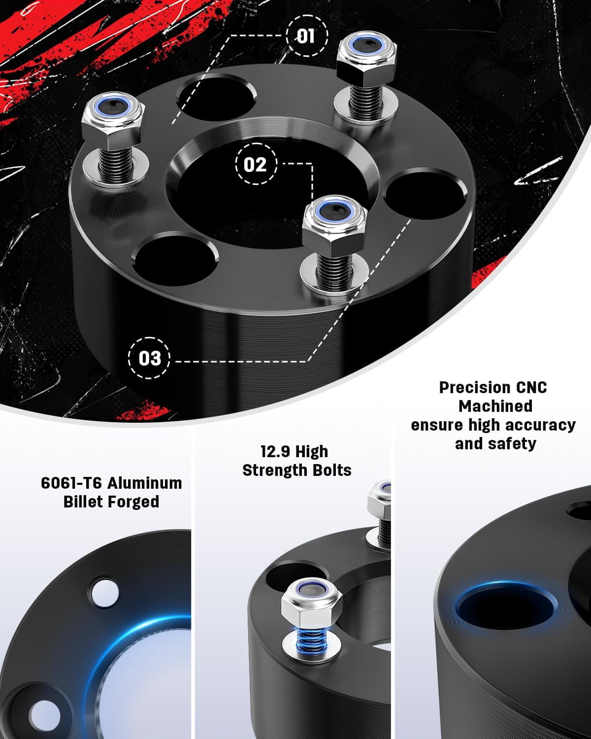 Richeer 3" Front and 2" Rear Leveling Lift Kits for 2009-2025 Ram 1500 4X4 4WD/AWD,2020-2025 Ram 1500 2WD/RWD, 3 Inch Front Strut Spacers and 2 Inch Rear Lift Spacer for 2009-2025 Ram 1500 Lift Kits