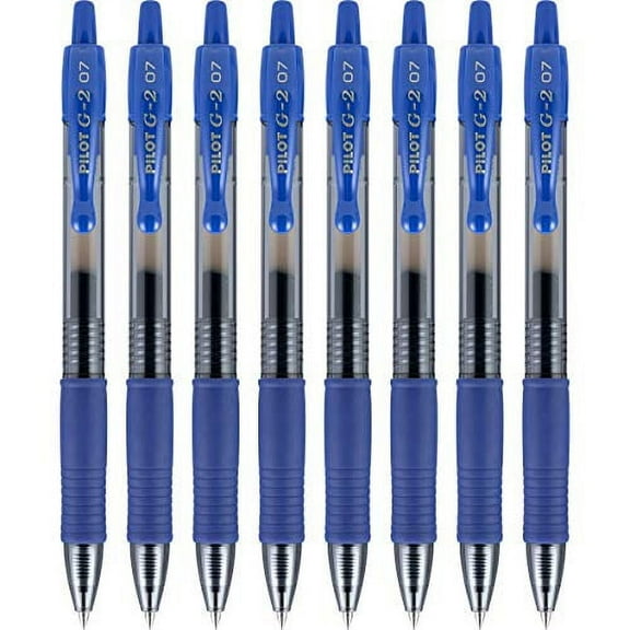 Pilot, G2 Premium Gel Roller Pens, Fine Point 0.7 mm, Blue, Pack of 8.