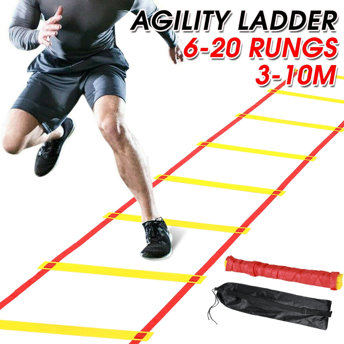 Durable 8 Rung 12ft 4m Agility Ladder for Soccer Speed Sports Training  Free Bag 