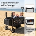thumbnail image 4 of TouHeart Foldable Wagon Stroller for 2 Kids, Toddler stroller with Canopy&Adjustable push handle , 220 Lbs Capacity, Black, 4 of 13