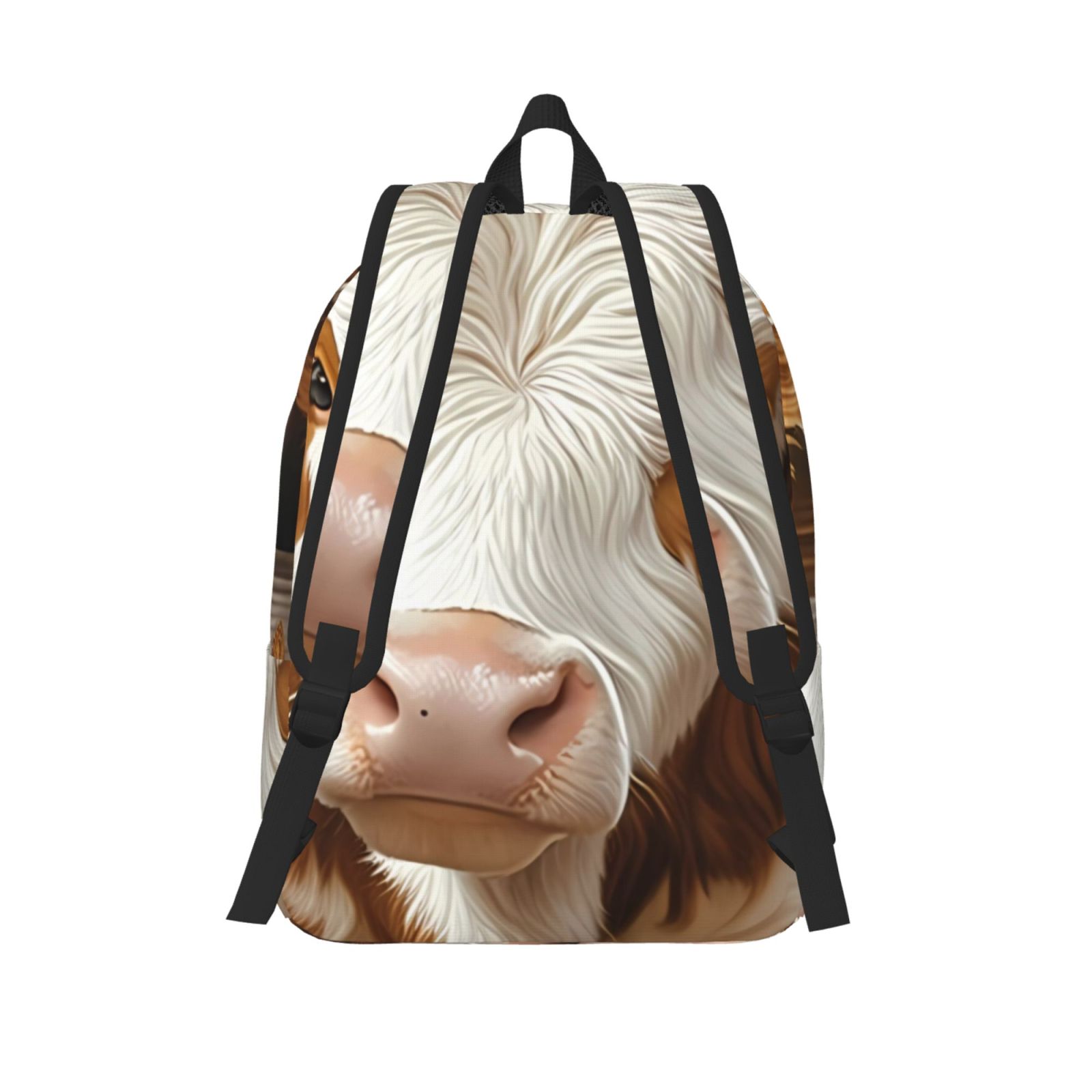 Picia Rustic Cow Butterflies Champagne Printed Canvas Daypack - Stylish and Durable Vintage Compact Backpack - Class, Work, Travel, or Laptop Bookbag,Organized Compartments-Small