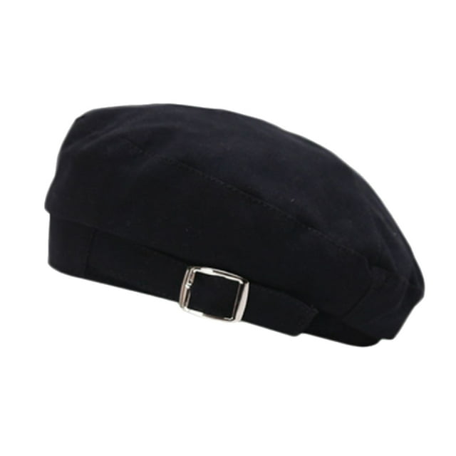 Jumpingount Sombrero de invierno Boinas cálidas Gorro transpirable Boinas Algodón Vintage Mujer Gorras Sombreros decorativos Aspecto exquisito Sombreros Negro